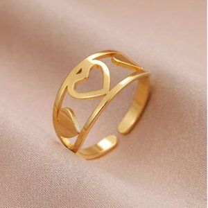 * New Stainless Steel Heart Cross Opening Rings